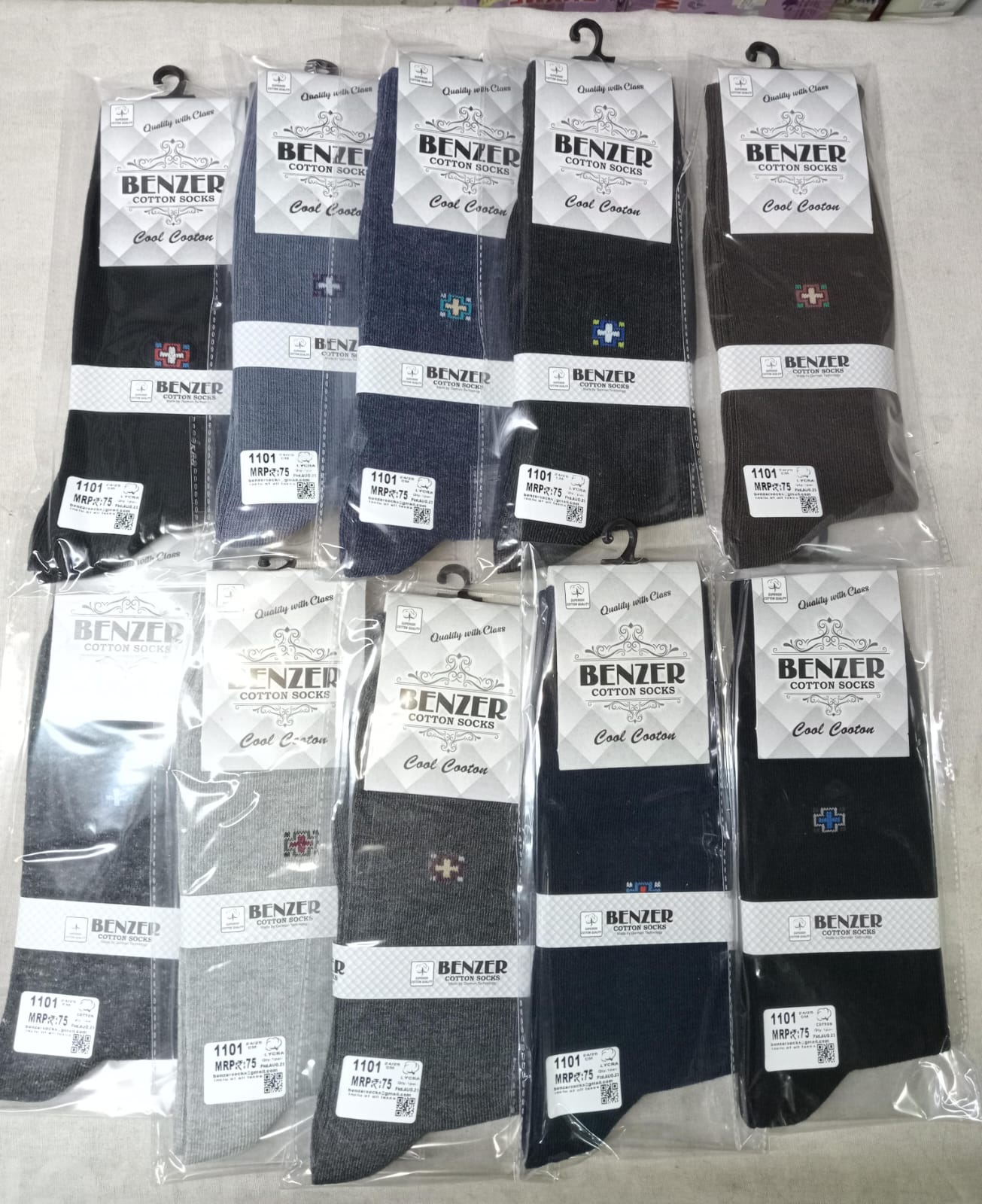  1101 BENZER COTTON SOCKS ASSOTED COLOURS