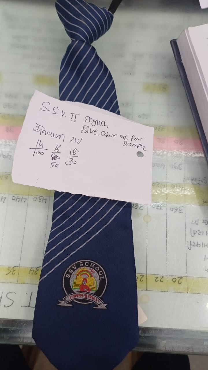 12 CHAINWALI BLUE TIE WITH WHITE STRIPS(SSV SCHOOL) 