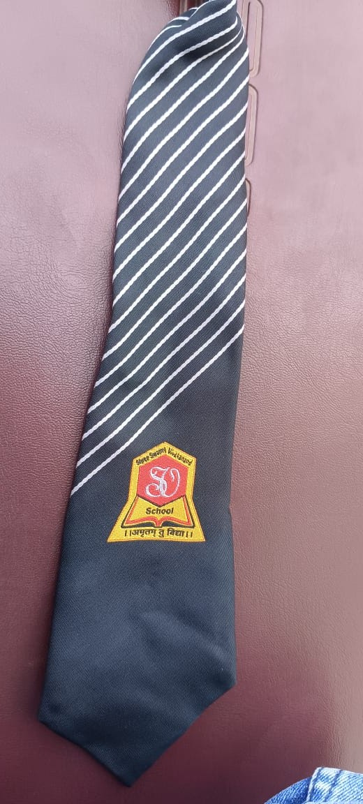 14 CHAINWALI BLUE TIE WITH WHITE STRIPS(SSV GUJRATI SCHOOL) 