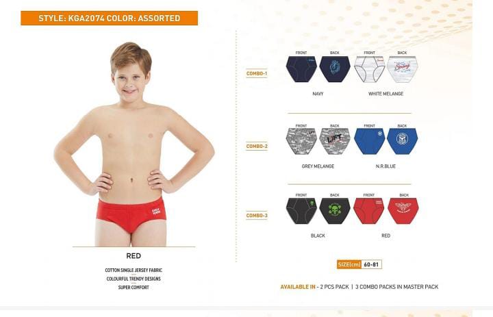 60 BOYS BRIEF 2074 KGA BOYS BRIEF ASSORTED 