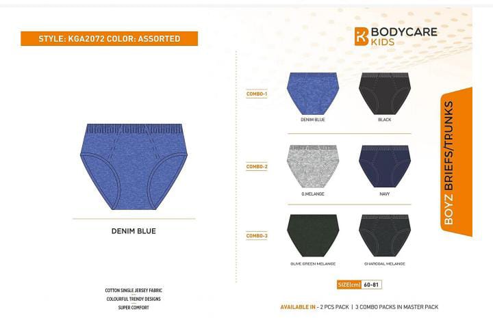 60 BOYS BRIEF 2072 KGA BOYS BRIEF ASSORTED 