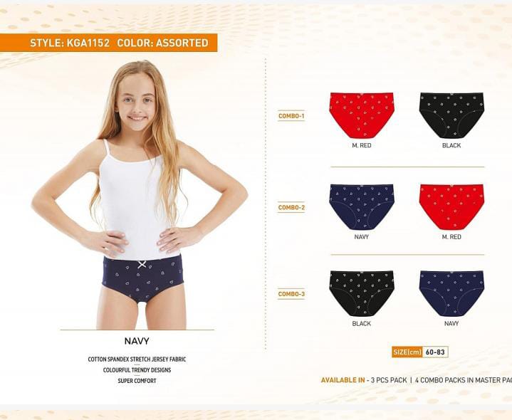 60 GIRLS BRIEFS 1152 KGA GIRLS BRIEFS ASSORTED 
