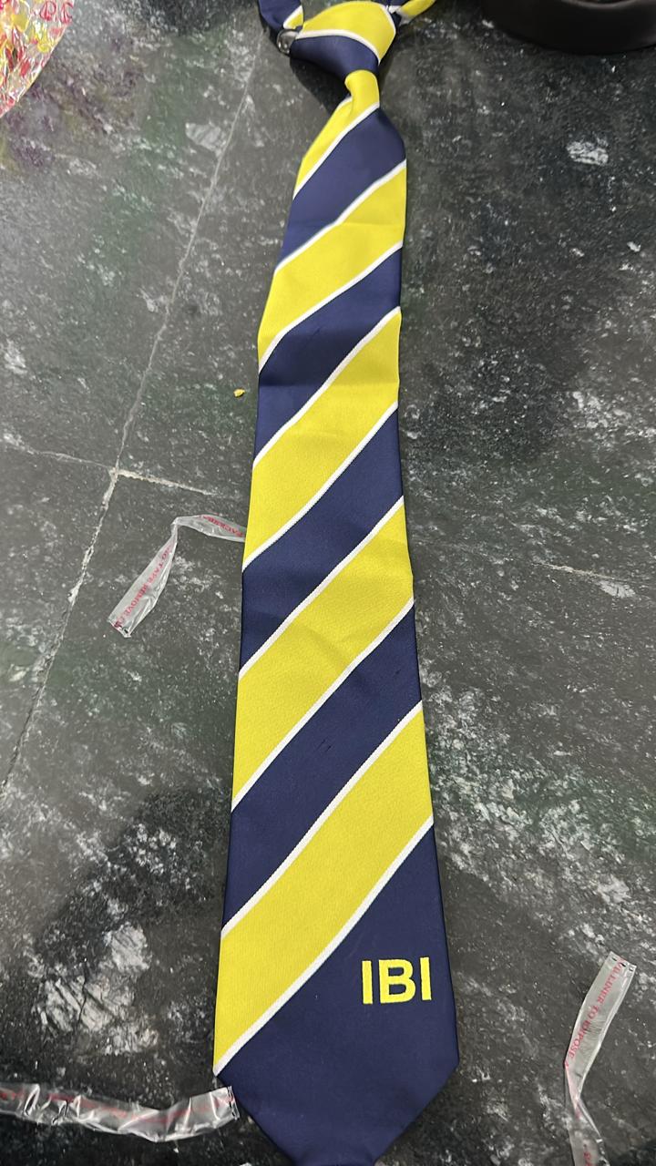 12 242 255 NAVY /YELLOW  IBI LOGO  TIE