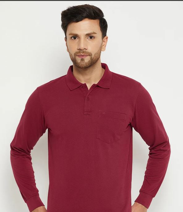 L TMF 1013 ROUND NECK HALF SLEEVE MARUN