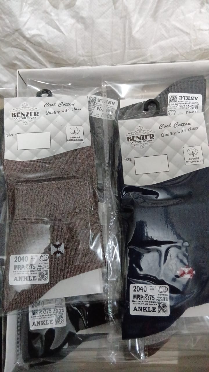 2040 BENZER PLAIN  SOCKS ASSOSTED ANKLE